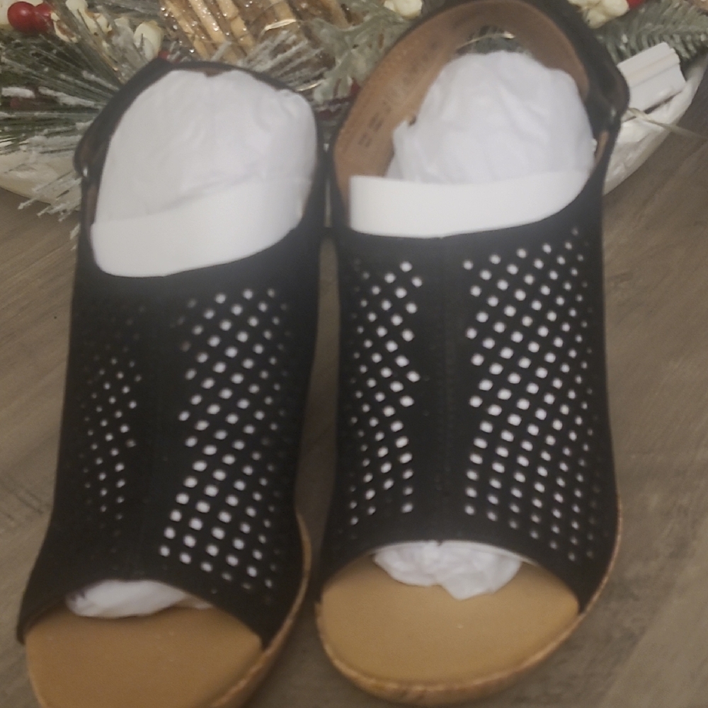 Black Perforated Women's Sandals